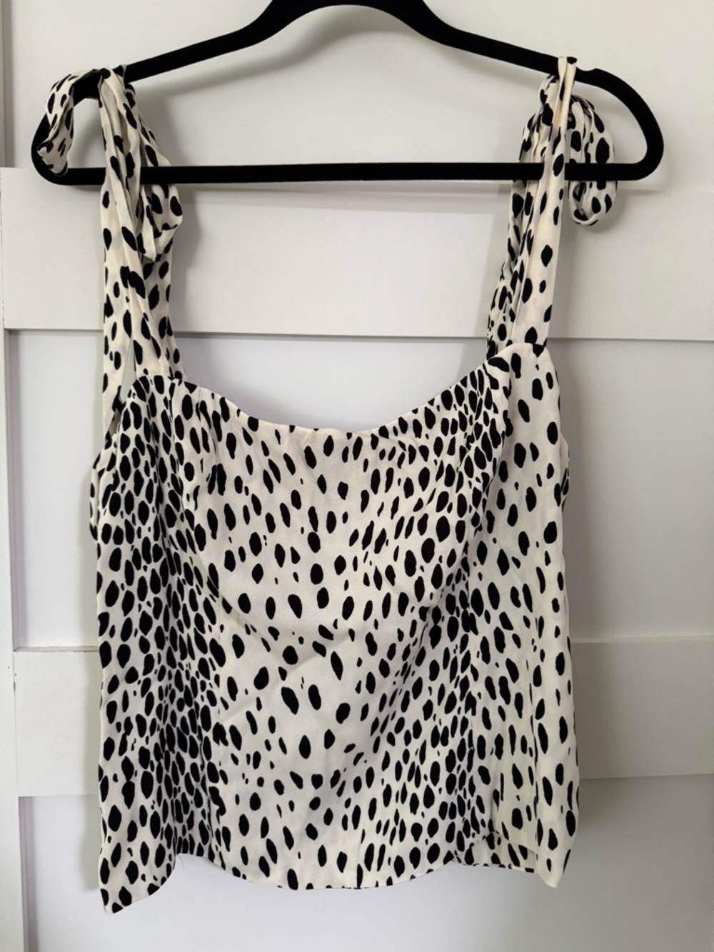 Reformation Black and White Print Tie-Strap Top